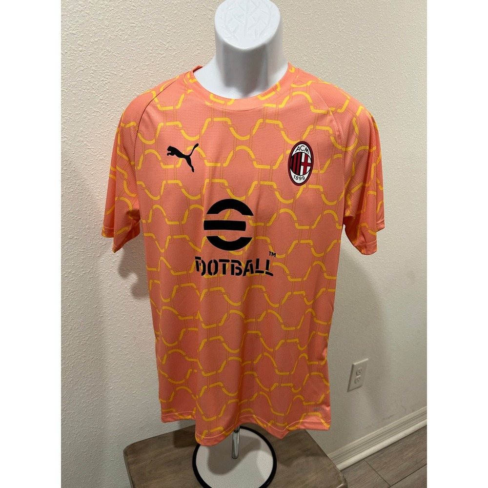 Puma AC Milan Goalkeeper Jersey Mens Medium Orange Yellow Soccer Shirt Official